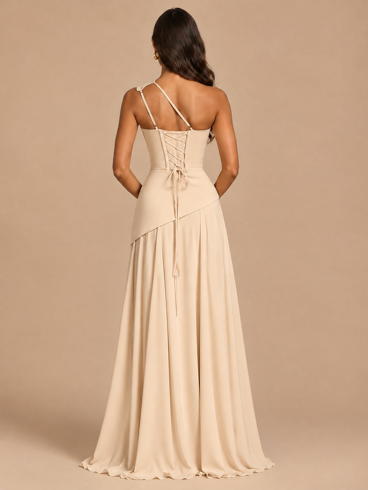 One Shoulder Prom Dress A-line Ruched Women Wedding Formal Gowns