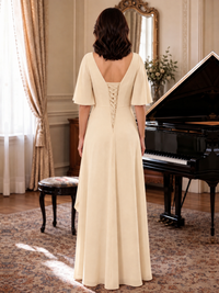 V-Neck Chiffon Lace Mother of the Bride Dresses