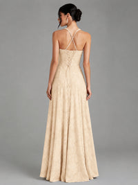 A-Line Halter Floral Chiffon Maxi Dress