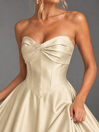 Sweetheart Neck Strapless Satin A-Line Prom Dress