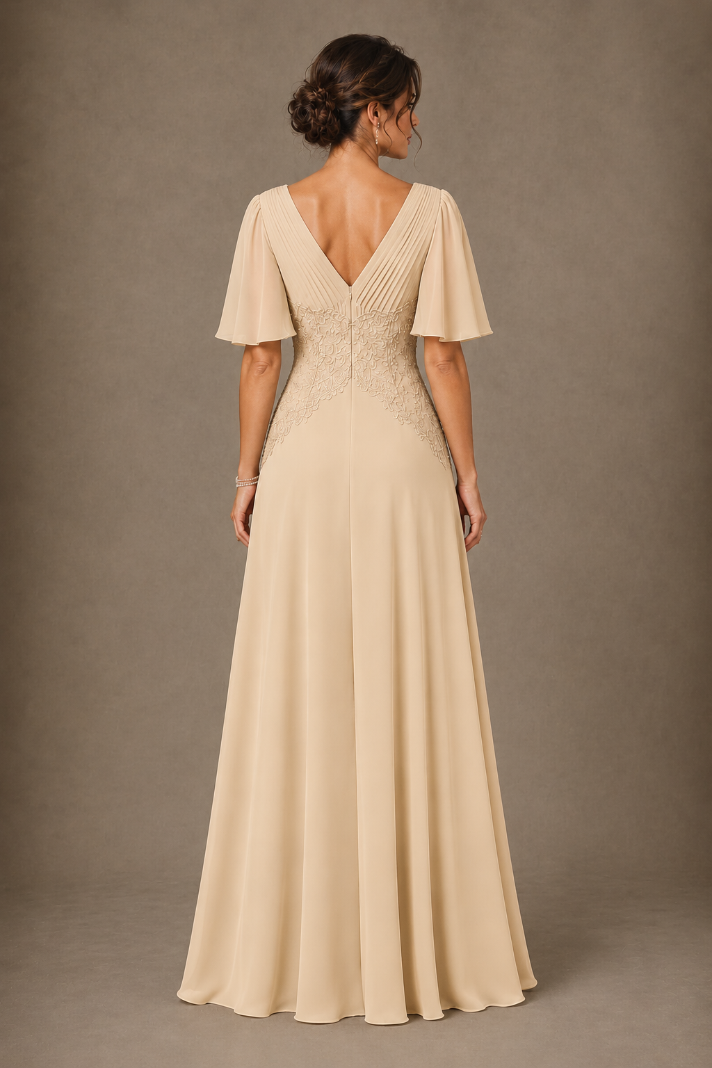 A-Line Chiffon Mother of the Bride Dress with Applique