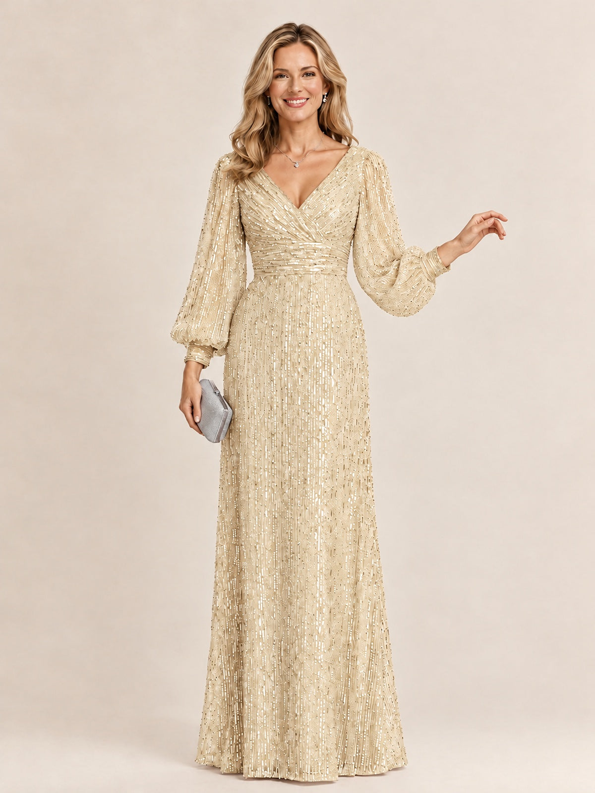 Sparkle Sequin Mother of The Bride Dresses with Long Sleeves