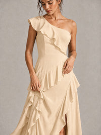 Sage Green One Shoulder Ruffle Bridesmaid Dress