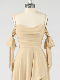 A-Line Ruffles Chiffon Bridesmaid Dress with Slit