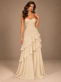 Sweetheart A-Line Ruffle Prom Dress with Spaghetti Straps