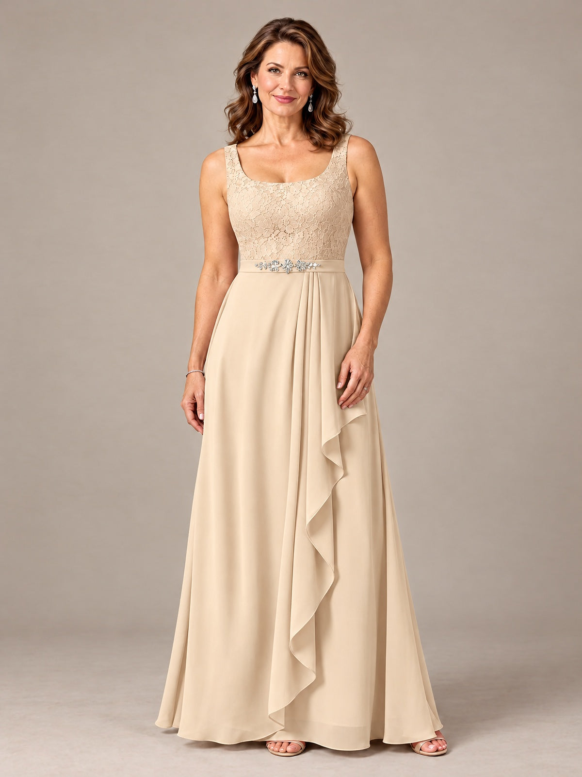 Blush Pink A-Line Mother of the Bride Dress with Lace Jacket and Ruffles