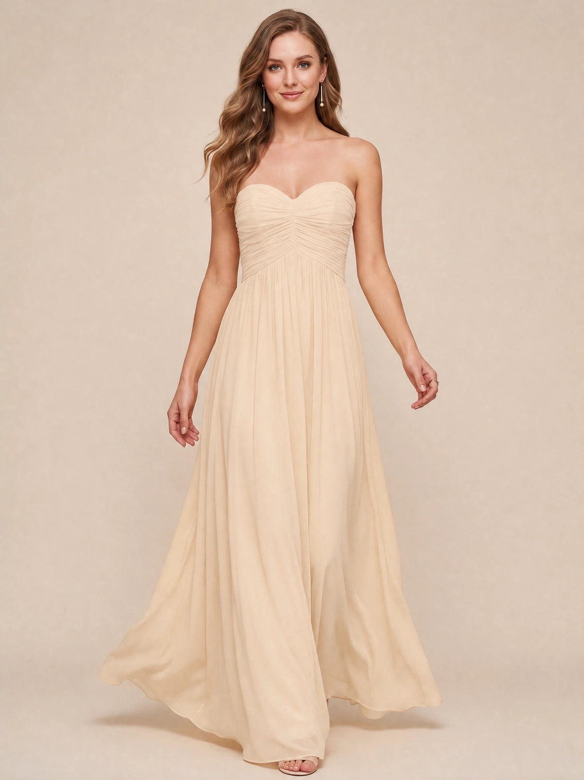 Strapless Pleated Chiffon A-Line Bridesmaid Dress