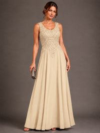 A-line 2 Pieces Chiffon Appliques Mother of The Bride Dresses with Jackets
