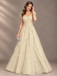Lace Appliques A-line Mother of The Bride Dresses with Short Sleeves