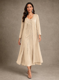 Sequin Chiffon Mother of the Bride Dress with Jacket