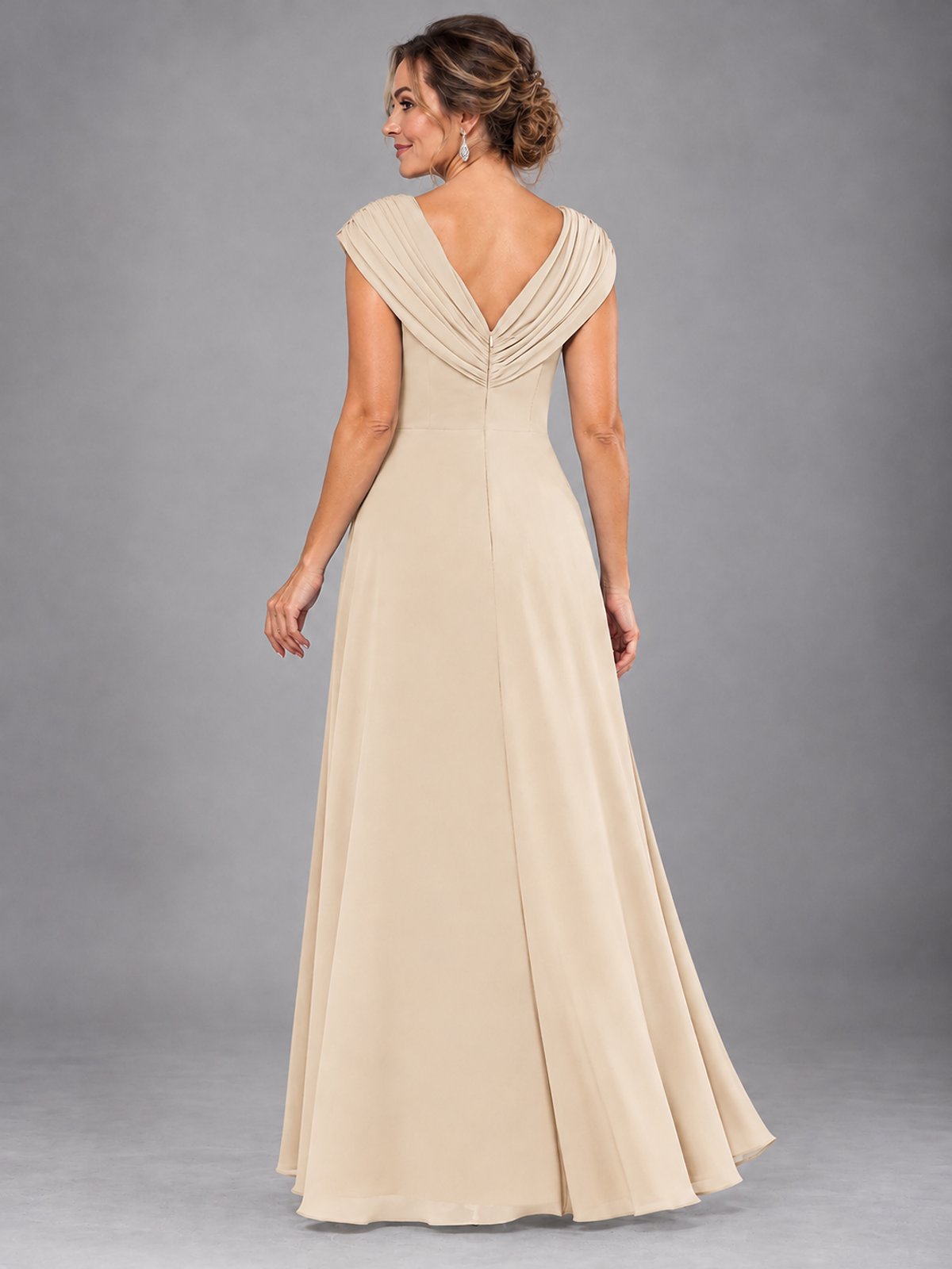 Cap Sleeve Chiffon A-Line Mother of the Bride Dress