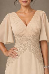 A-Line Chiffon Mother of the Bride Dress with Applique
