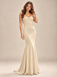 Light Blue Strapless Sweetheart Mermaid Prom Dress with Pleated Bodice