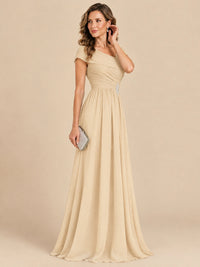 Cap Sleeve Mother of The Bride Dresses Long Chiffon Formal Gowns