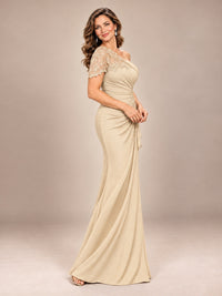 One Shoulder Chiffon Mother of The Bride Dress