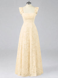 Jacquard Square Neck A-Line Maxi Dress