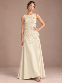 3D Floral Applique Sleeveless Formal Maxi Dress