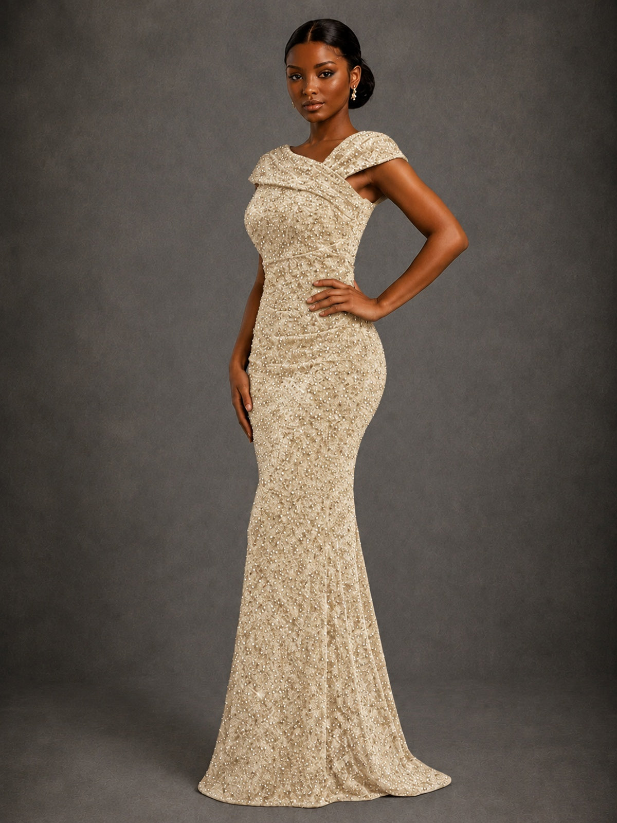 Sequin Off Shoulder Mermaid Prom Dress