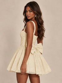 Sweetheart Glitter Tulle Puffy Mini Dress with Bow