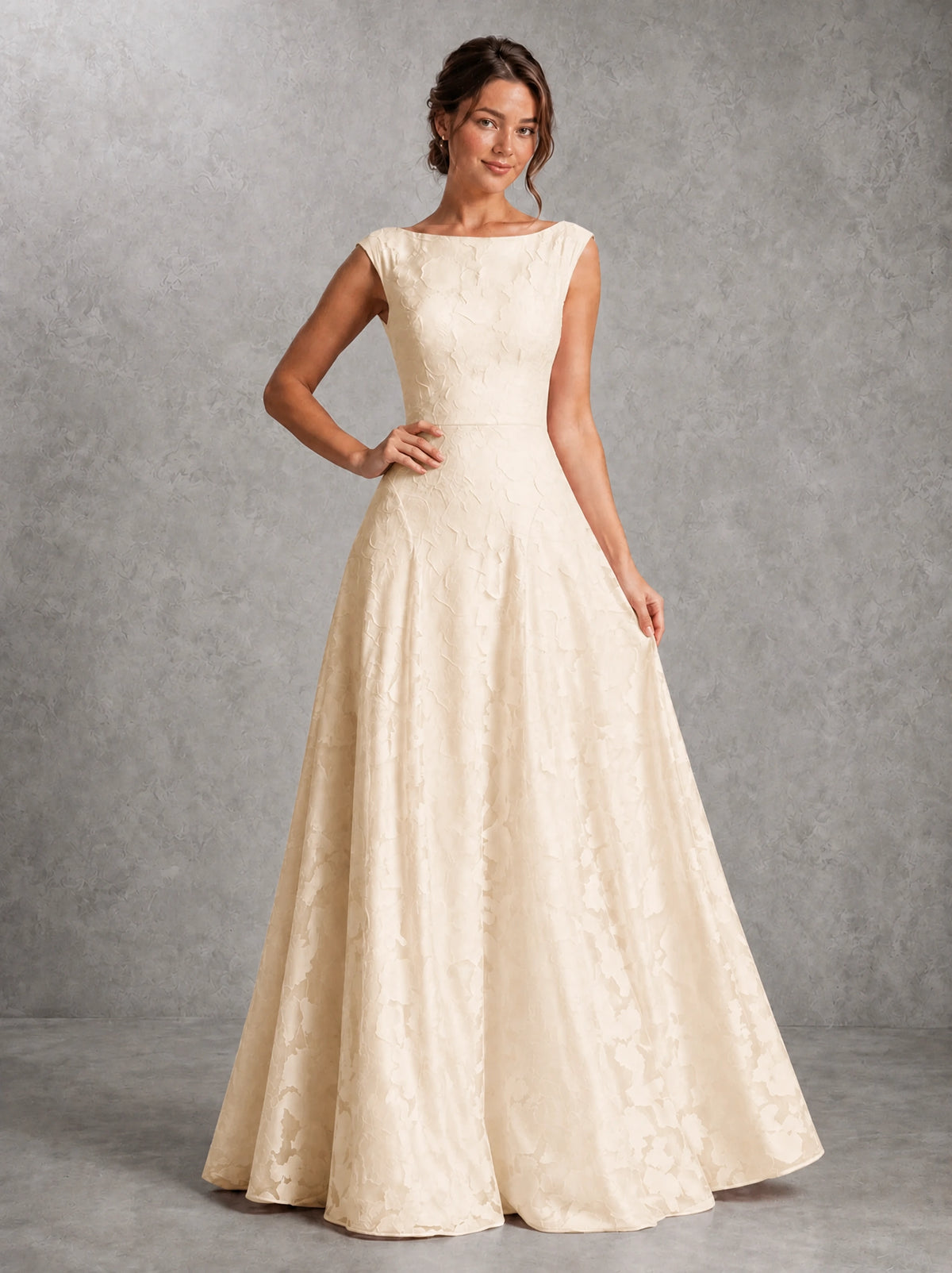 Blush Pink Lace Applique A-Line Bridesmaid Dress