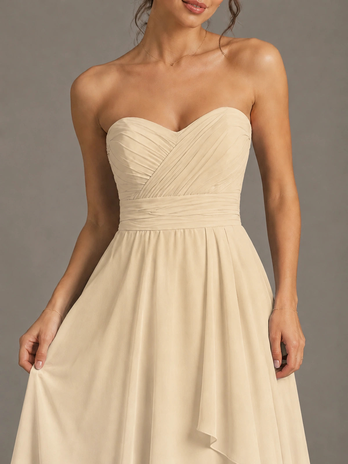 Strapless Ruffle A-Line Maxi Dress