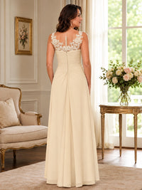 Elegant Chiffon Mother of the Bride Dress with Lace Applique and Cape Sleeves