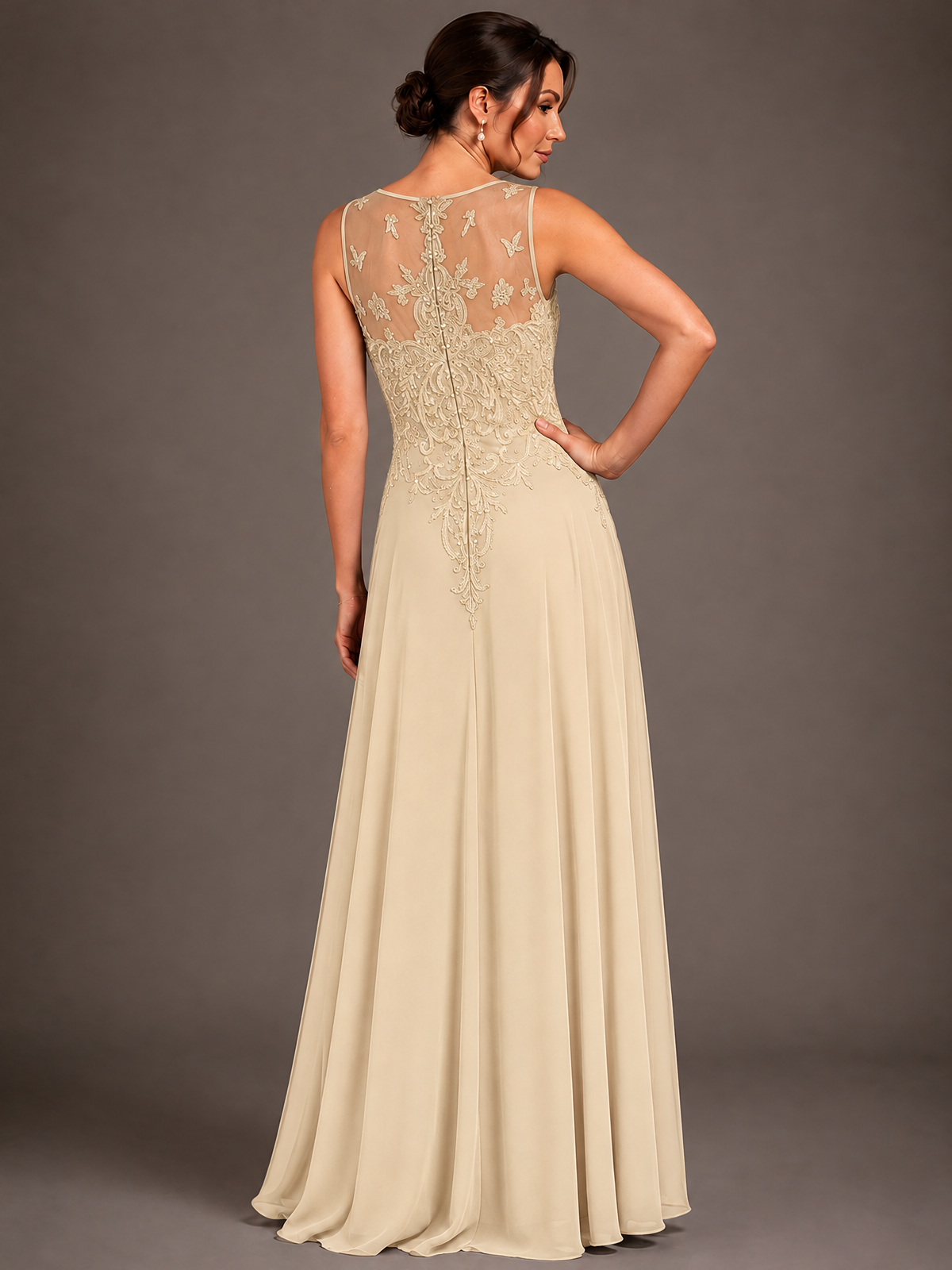 A-line 2 Pieces Chiffon Appliques Mother of The Bride Dresses with Jackets