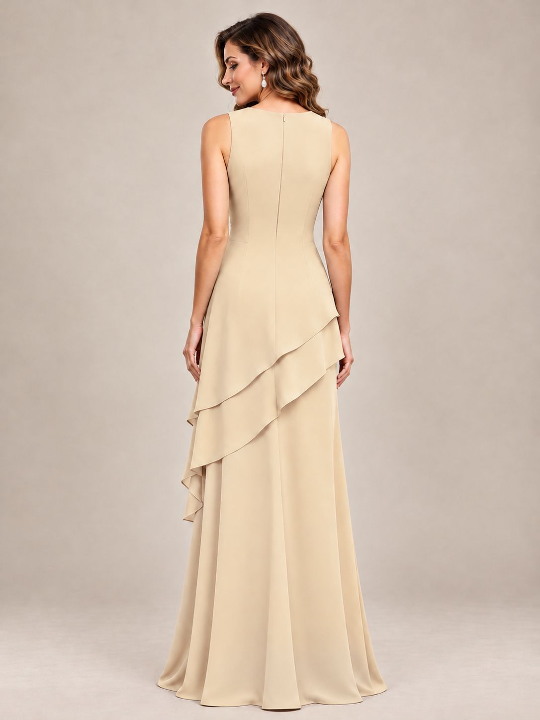 Dusty Blue Two-Piece Chiffon Mother of the Bride Dress with Jacket