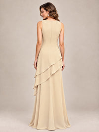 Dusty Blue Two-Piece Chiffon Mother of the Bride Dress with Jacket