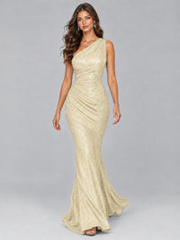 Sequin Mermaid One Shoulder Prom Dress Long formal Gown