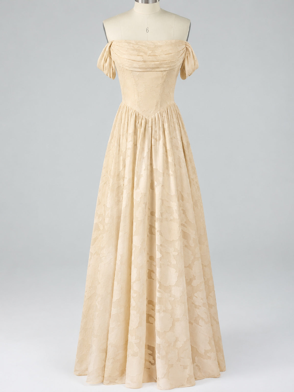 Off Shoulder Jacquard A-Line Maxi Dress