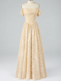 Off Shoulder Jacquard A-Line Maxi Dress