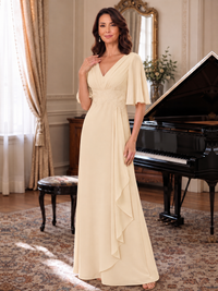 V-Neck Chiffon Lace Mother of the Bride Dresses