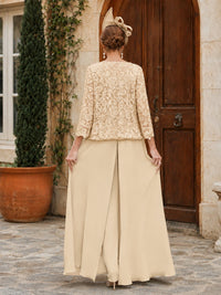 Elegant 3-Piece Chiffon Mother of the Bride Pantsuit with Floral Applique Jacket