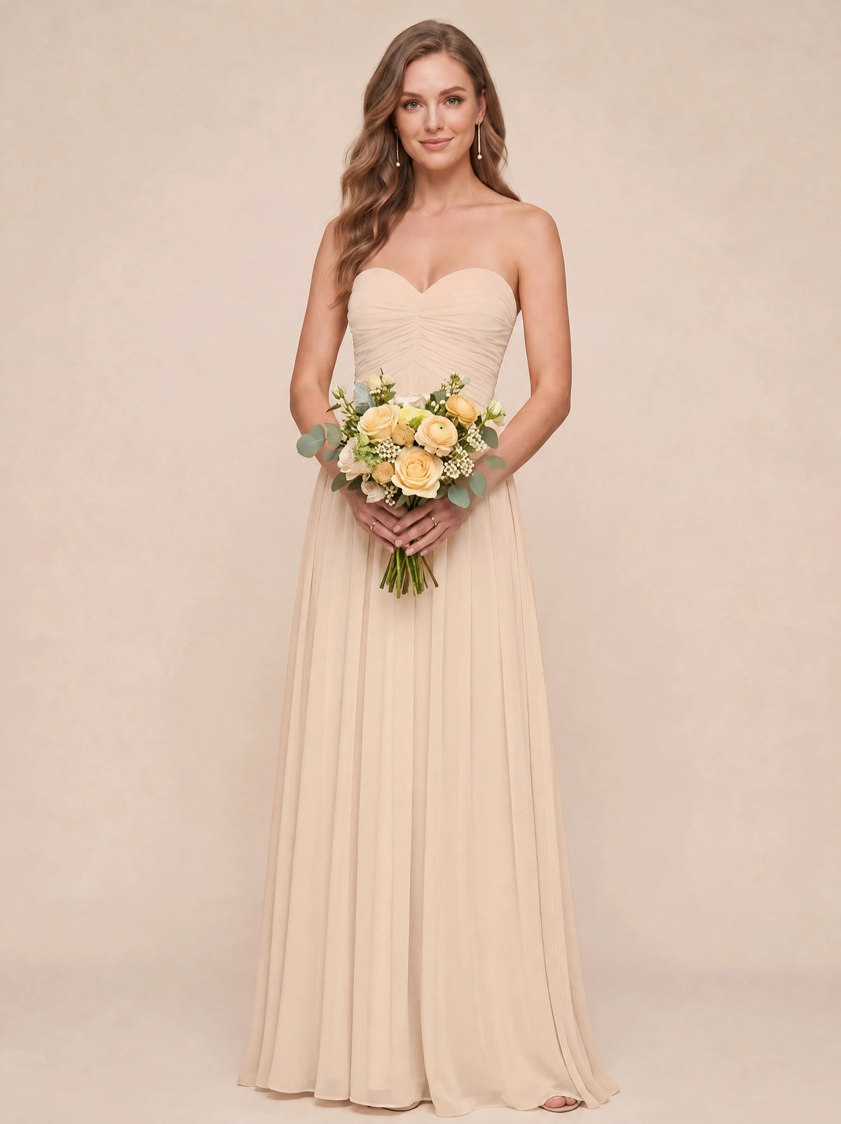 Strapless Pleated Chiffon A-Line Bridesmaid Dress