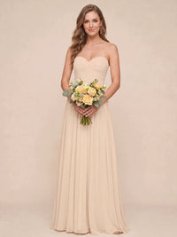 Strapless Pleated Chiffon A-Line Bridesmaid Dress