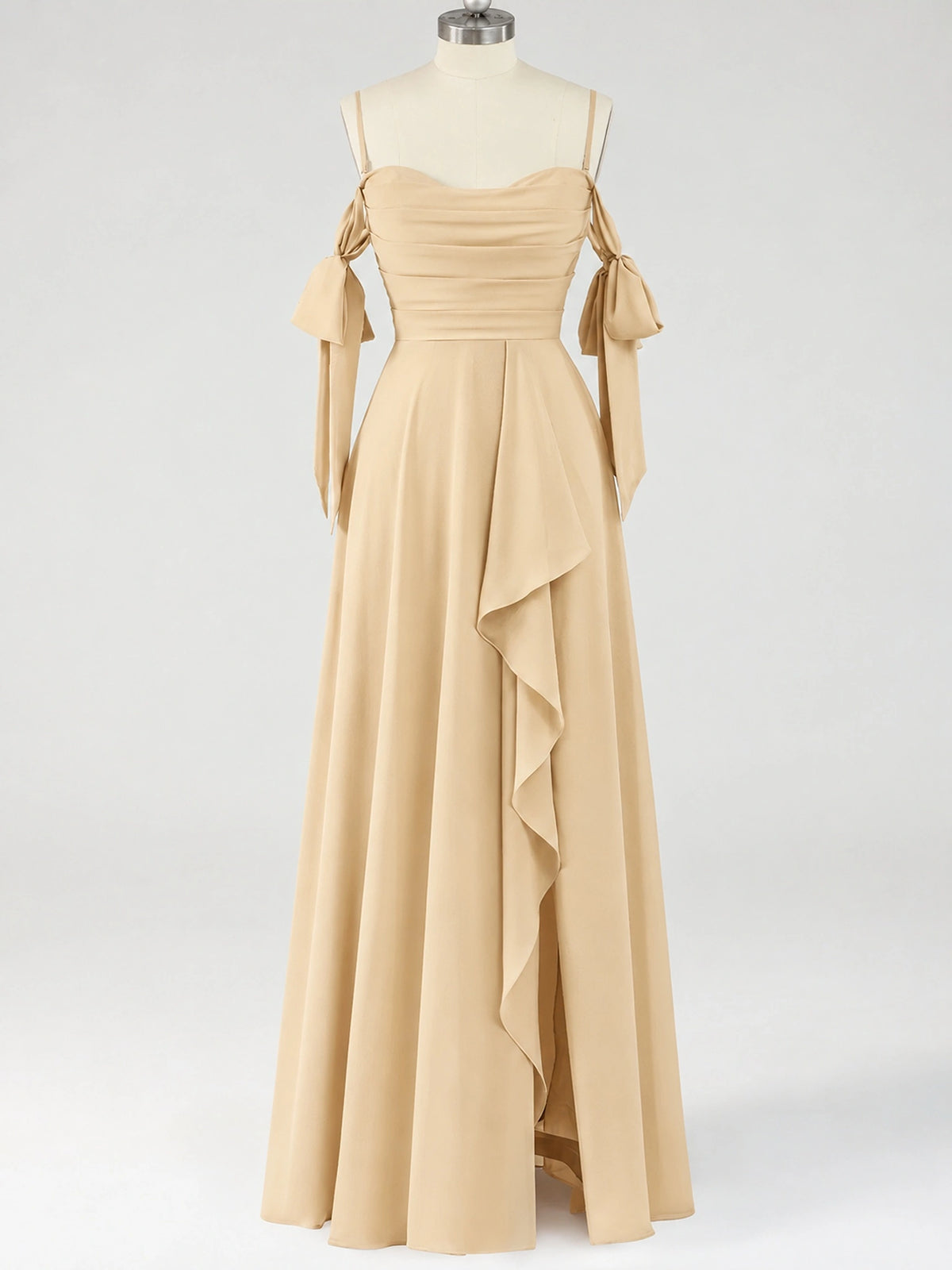 A-Line Ruffles Chiffon Bridesmaid Dress with Slit