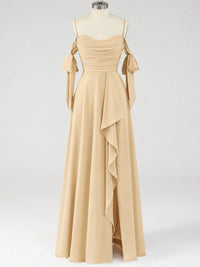 A-Line Ruffles Chiffon Bridesmaid Dress with Slit