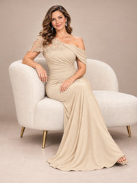 One Shoulder Chiffon Mother of The Bride Dress