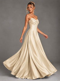 Sweetheart Neck Strapless Satin A-Line Prom Dress