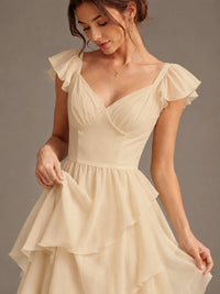 Ruffle Tiered V Neck Maxi Dress