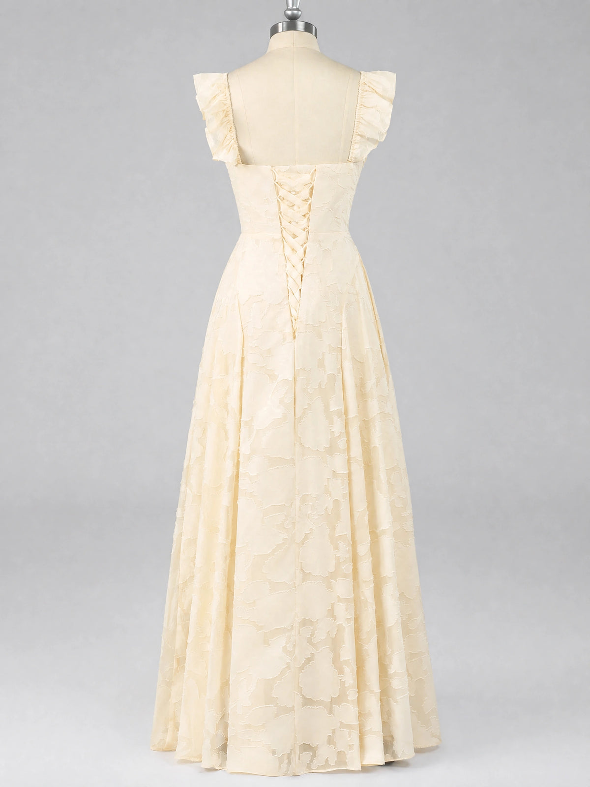 Jacquard Square Neck A-Line Maxi Dress