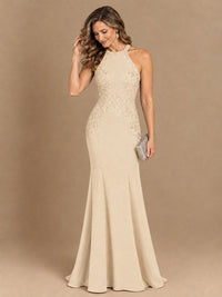Halter Neckline Lace Appliques Mother of The Bride Dresses