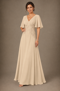 A-Line Chiffon Mother of the Bride Dress with Applique