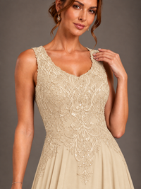 A-line 2 Pieces Chiffon Appliques Mother of The Bride Dresses with Jackets