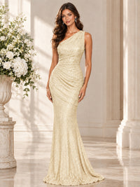 Sequin Mermaid One Shoulder Prom Dress Long formal Gown