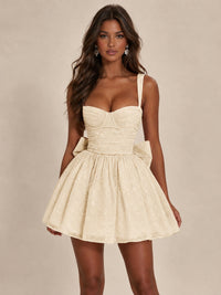 Sweetheart Glitter Tulle Puffy Mini Dress with Bow