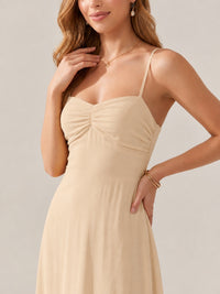 JOVELLEE Yellow Sweetheart Ruched Bust Chiffon Maxi Dress