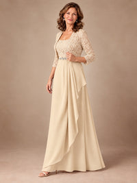 Blush Pink A-Line Mother of the Bride Dress with Lace Jacket and Ruffles