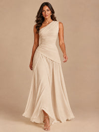 One Shoulder Prom Dress A-line Ruched Women Wedding Formal Gowns